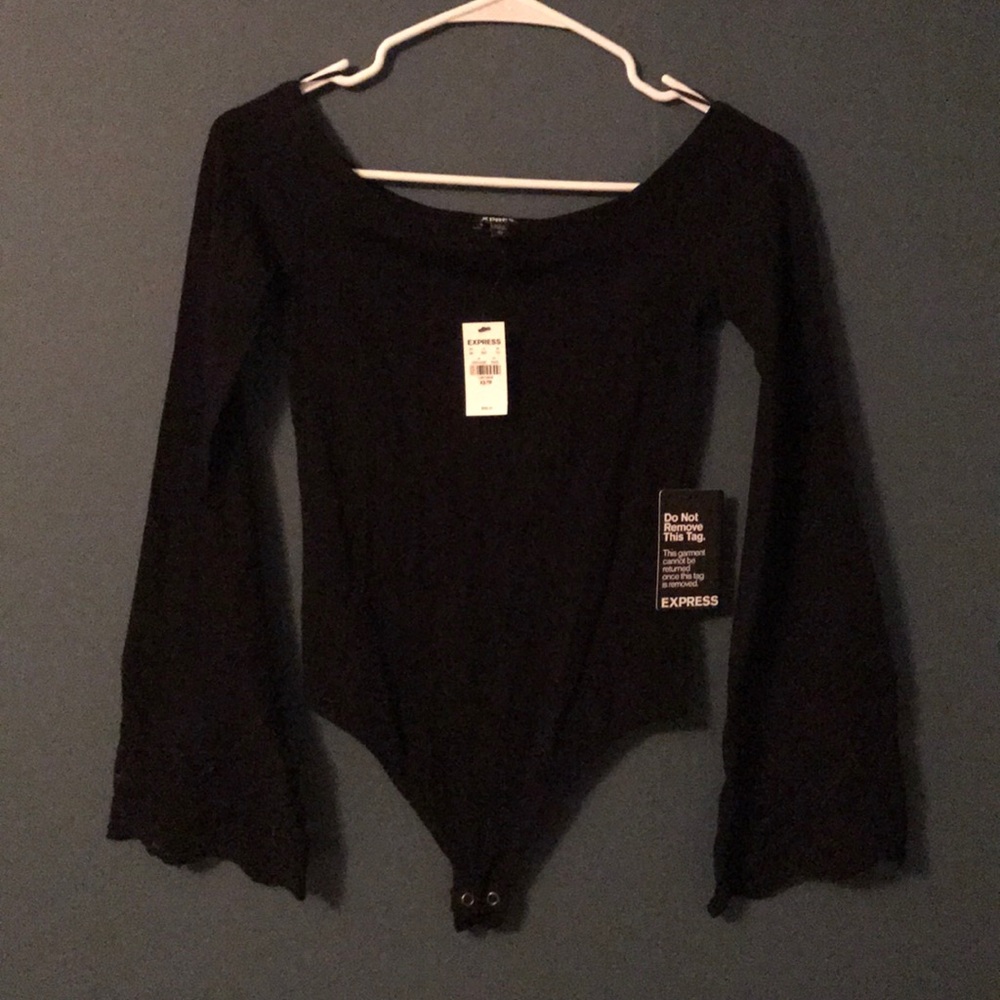 Express Black Bell Sleeve Bodysuit